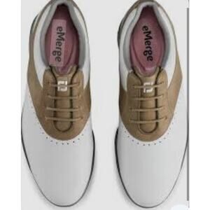 FootJoy Women's eMerge Golf Shoes # 93914 White and Tan Leather Size 10 Sporty